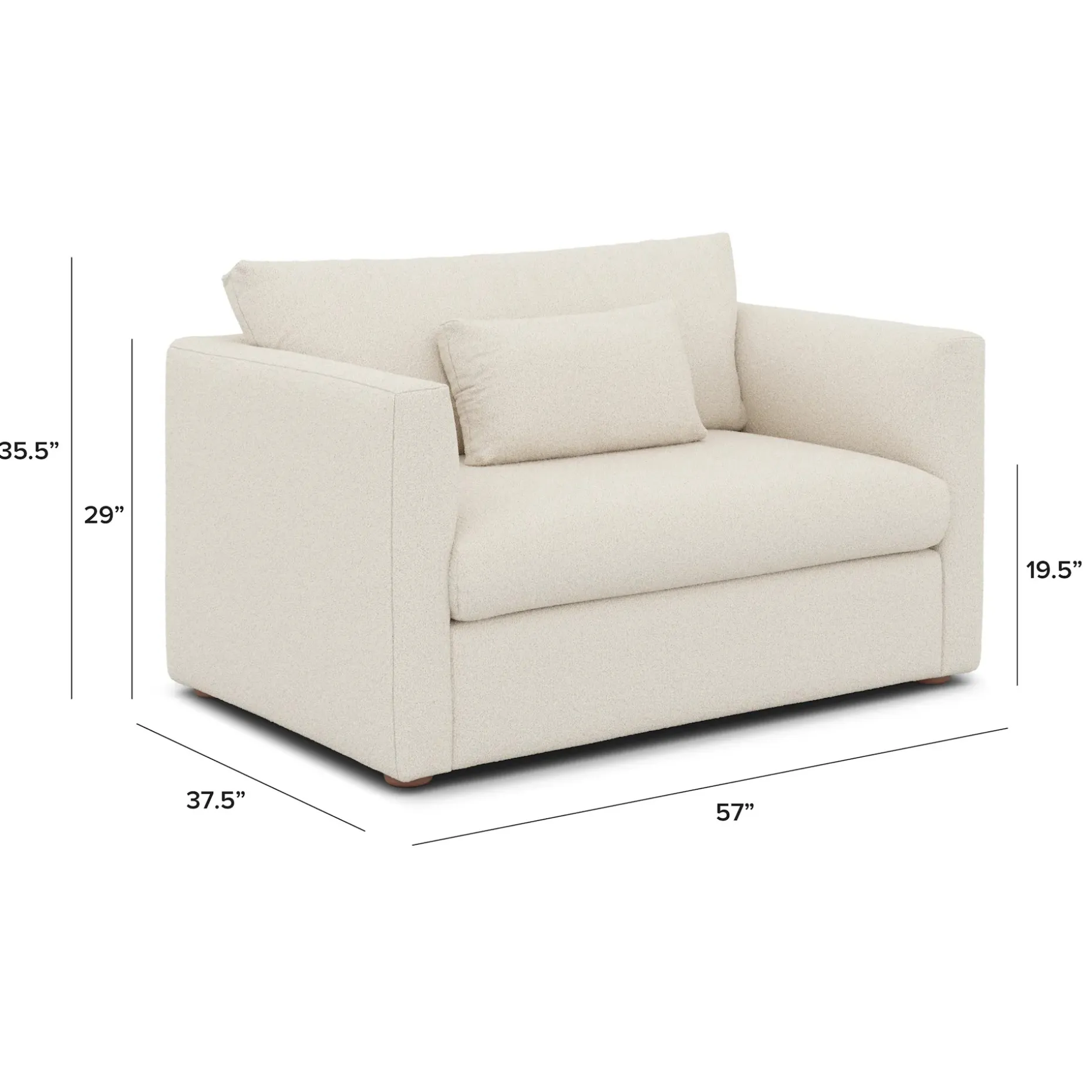 Marina 57" Sleeper Chair - Ivory Wool Bouclé