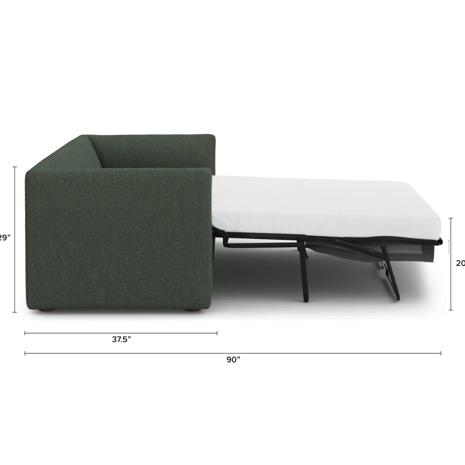 Marina 90" Sofa Bed - Green Wool Bouclé