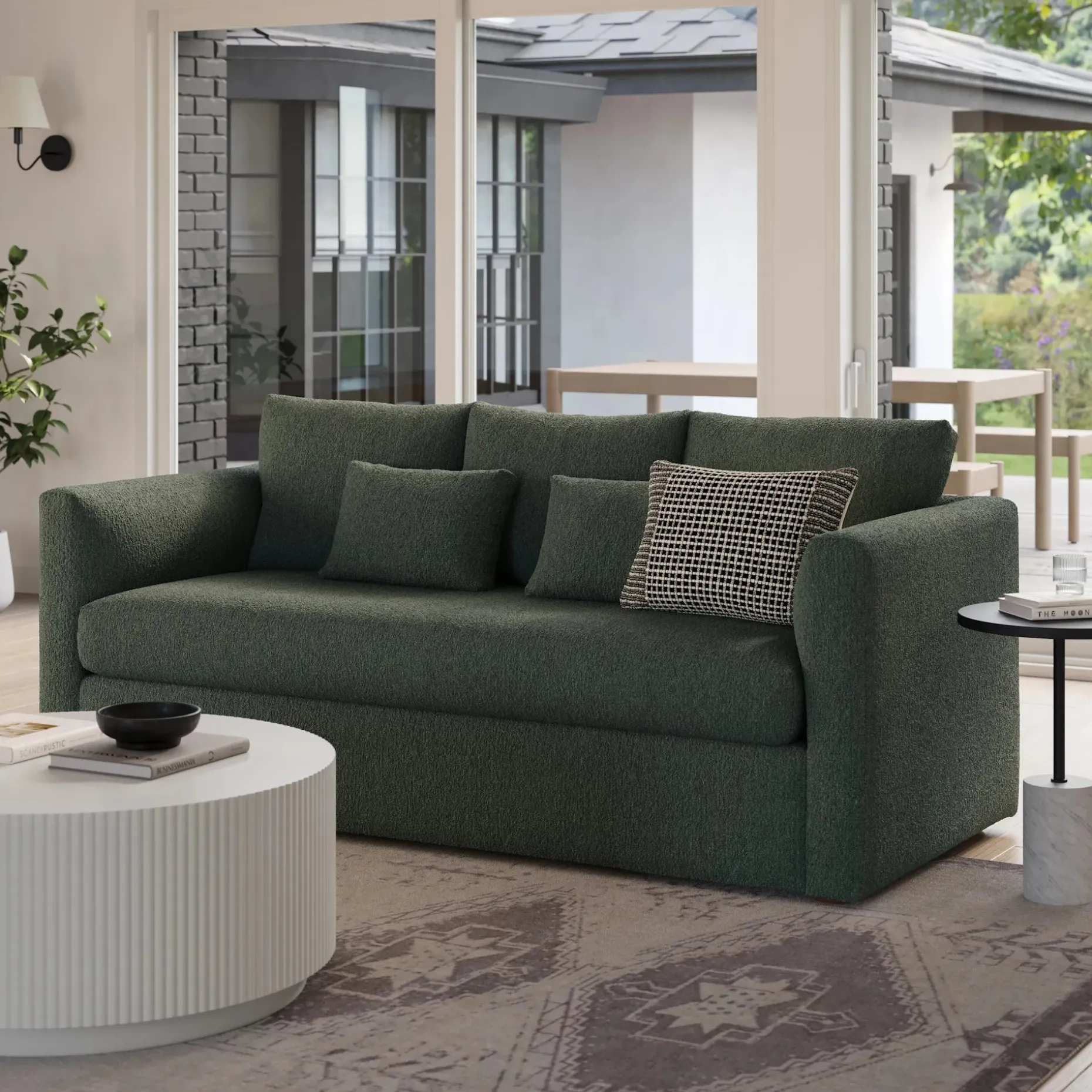 Marina 80" Sofa - Green Wool Bouclé