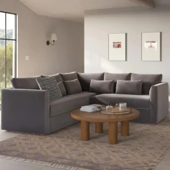 Marina 92" Velvet Corner Sectional - Hale Warm Gray