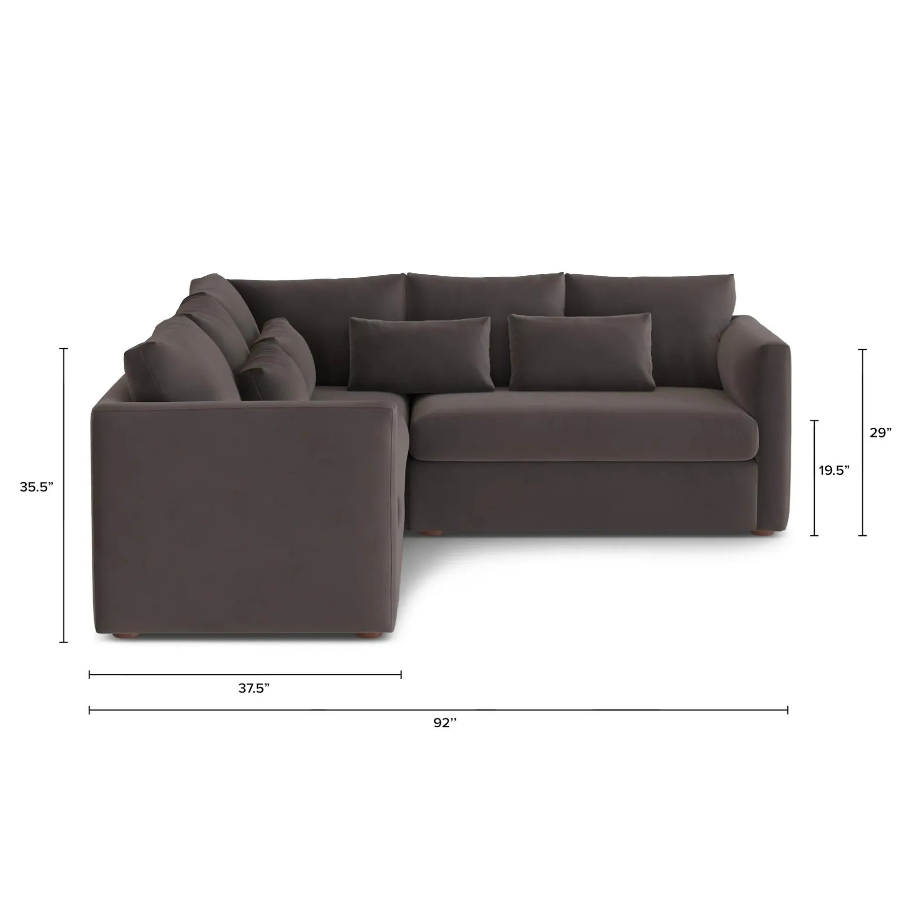 Marina 92" Velvet Corner Sectional - Hale Warm Gray
