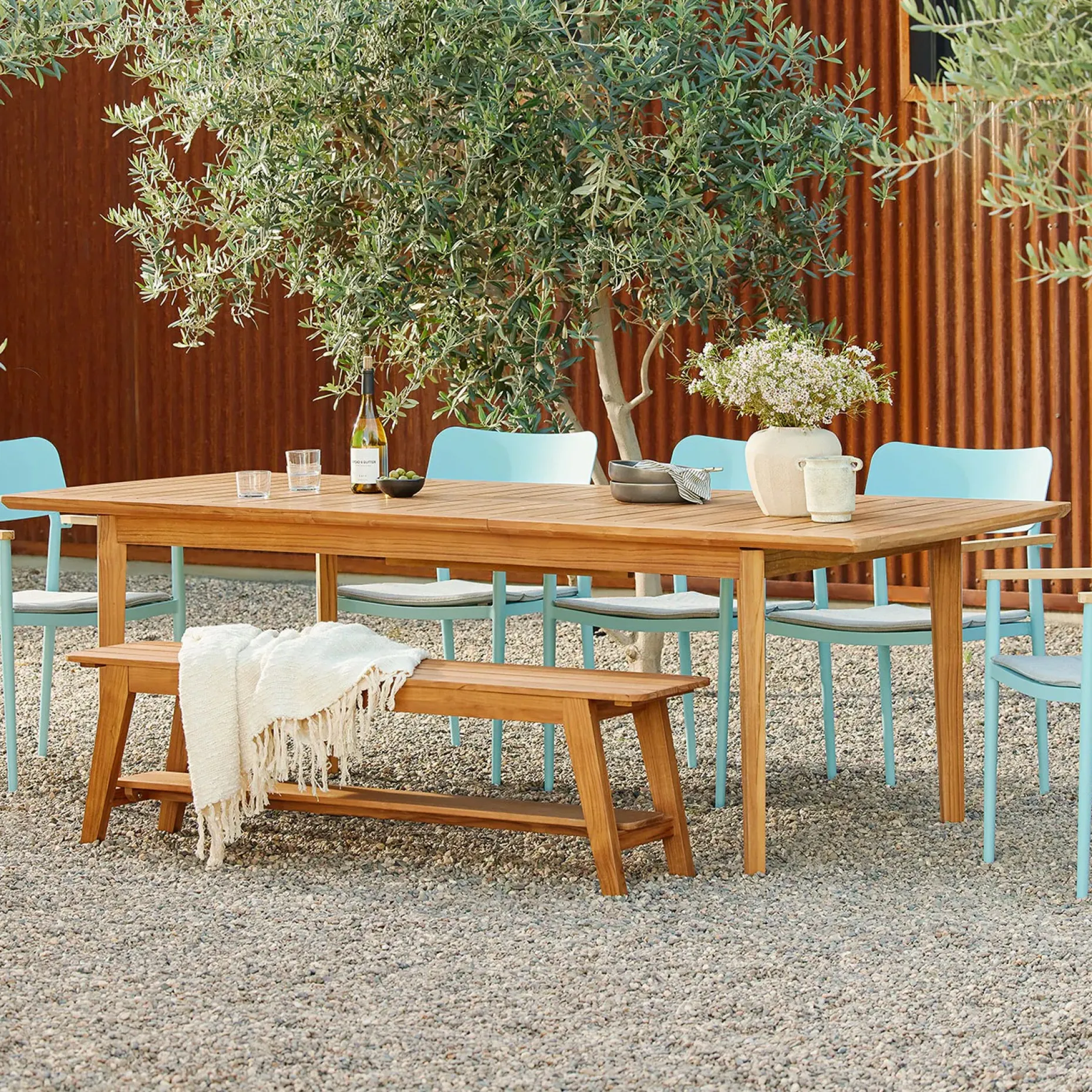 Marol 76.5" - 95.5" Outdoor Extendable Dining Table - Bronze Teak