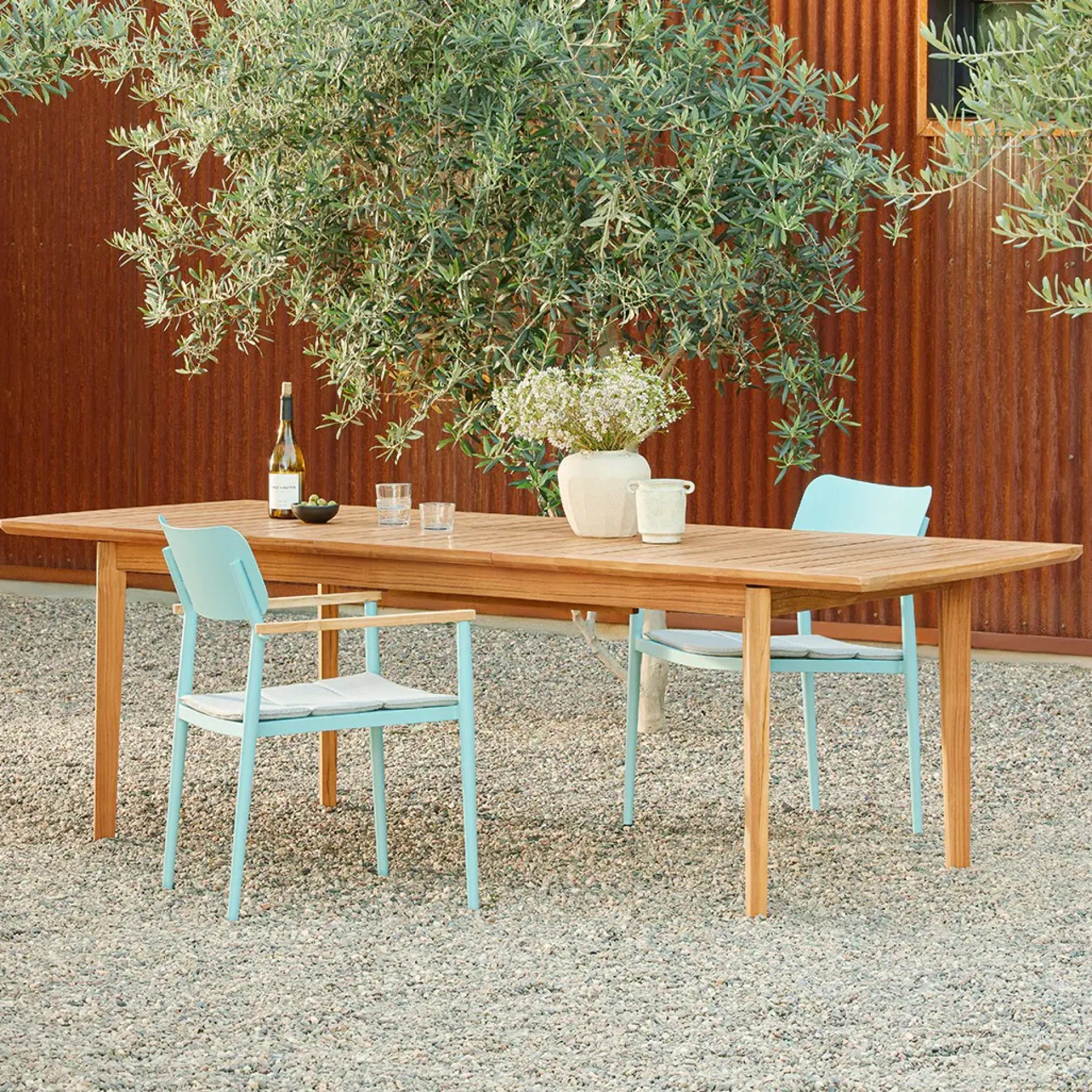 Marol 76.5" - 95.5" Outdoor Extendable Dining Table - Bronze Teak