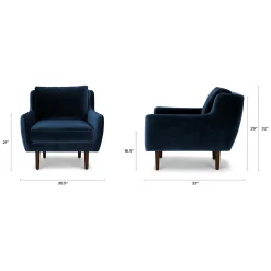 Matrix 30.5" Velvet Lounge Chair - Cascadia Blue