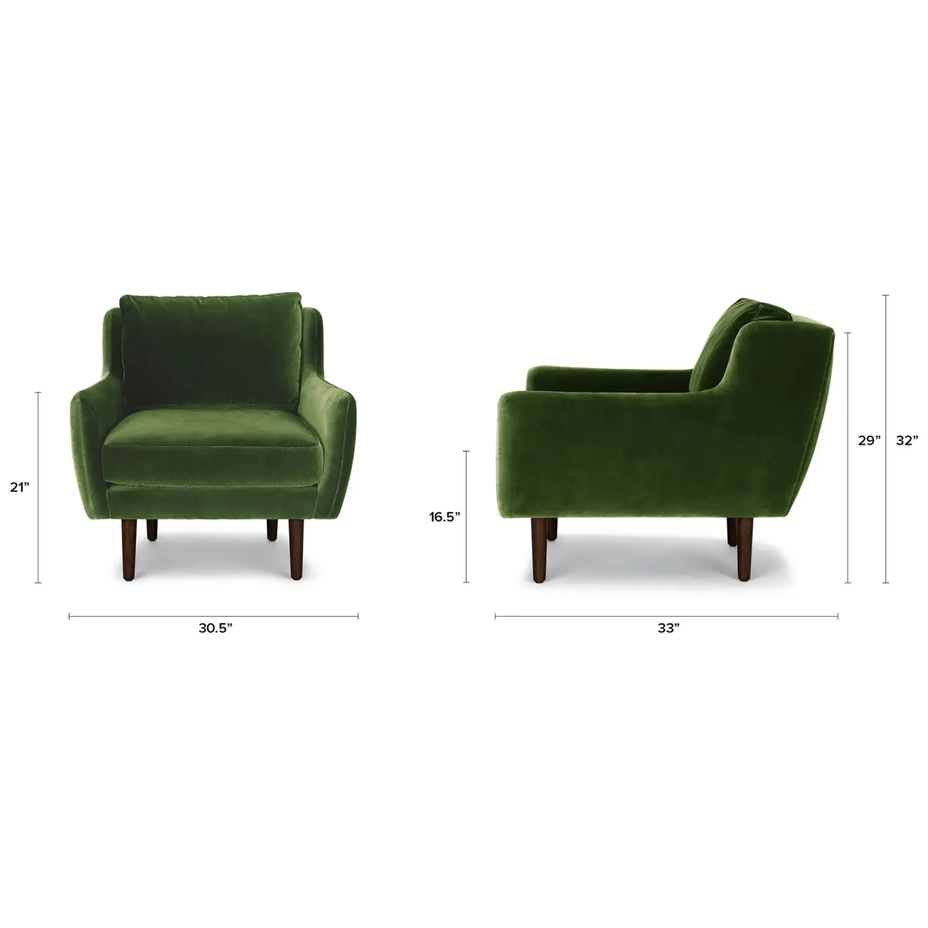 Matrix 30.5" Velvet Lounge Chair - Grass Green