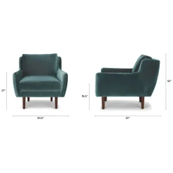 Matrix 30.5" Velvet Lounge Chair - Pacific Blue