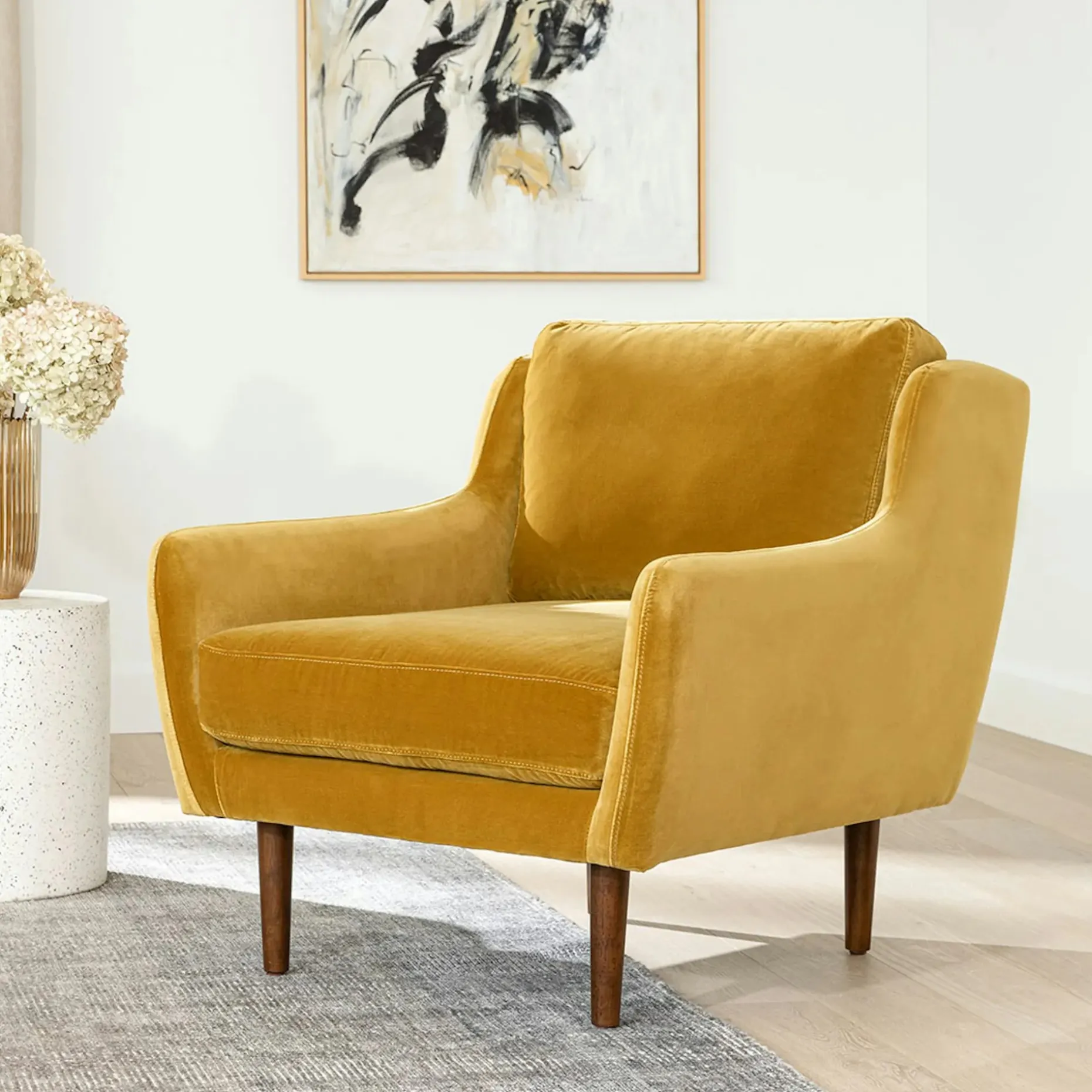 Matrix 30.5" Velvet Lounge Chair - Yarrow Gold