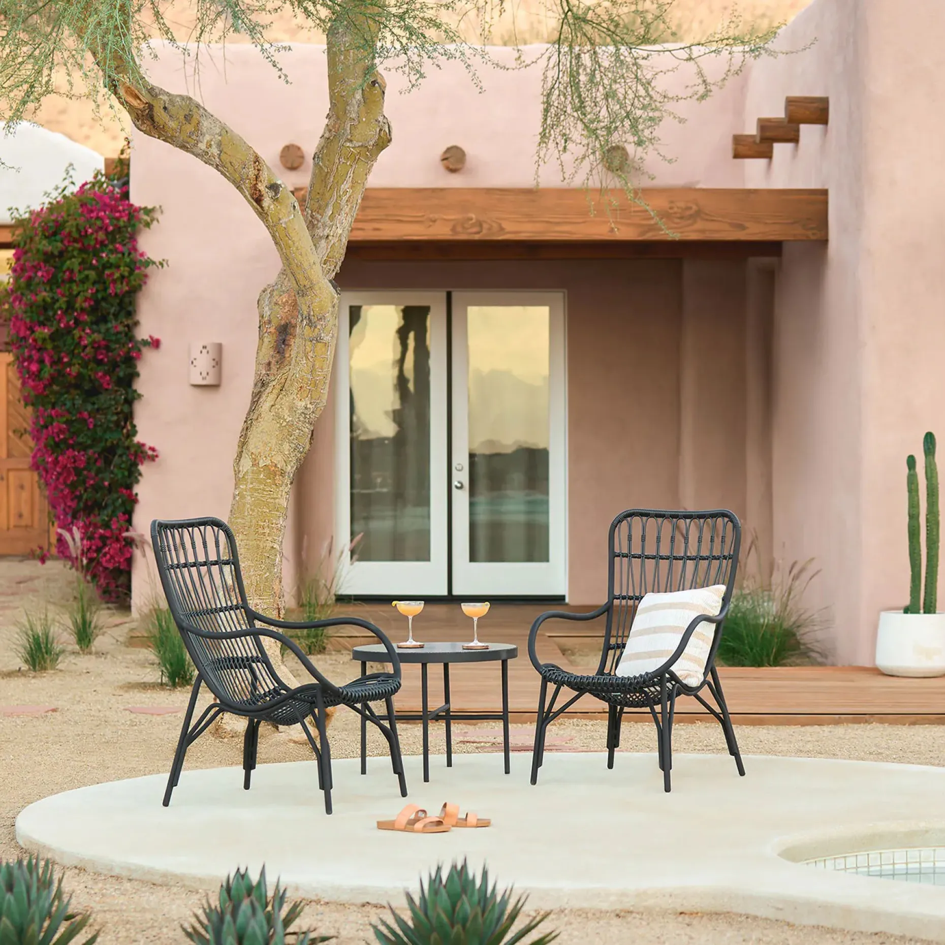 Medan 25" Outdoor Lounge Chair Set - Graphite