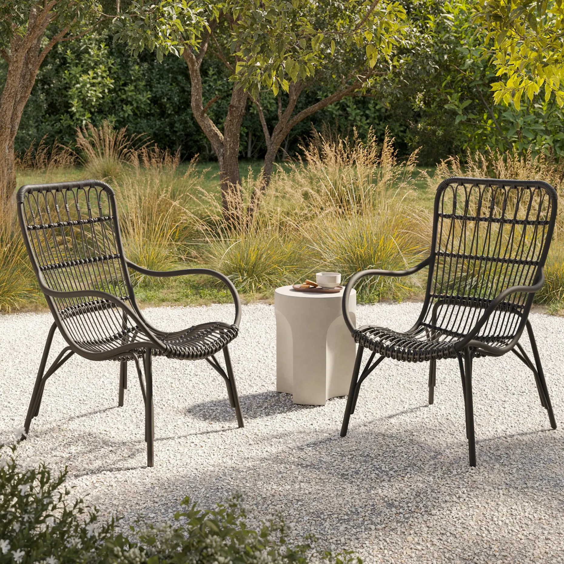 Medan 25" Outdoor Lounge Chair Set - Graphite
