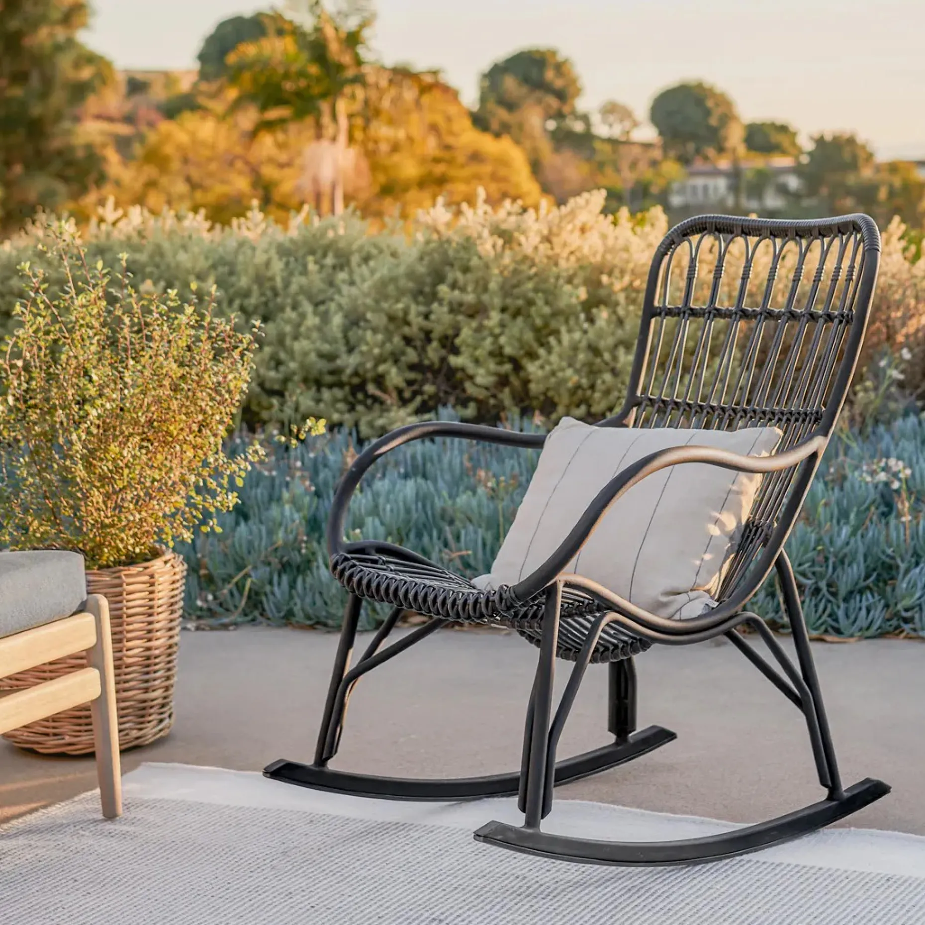 Medan 24.5" Outdoor Rocking Lounge Chair - Graphite