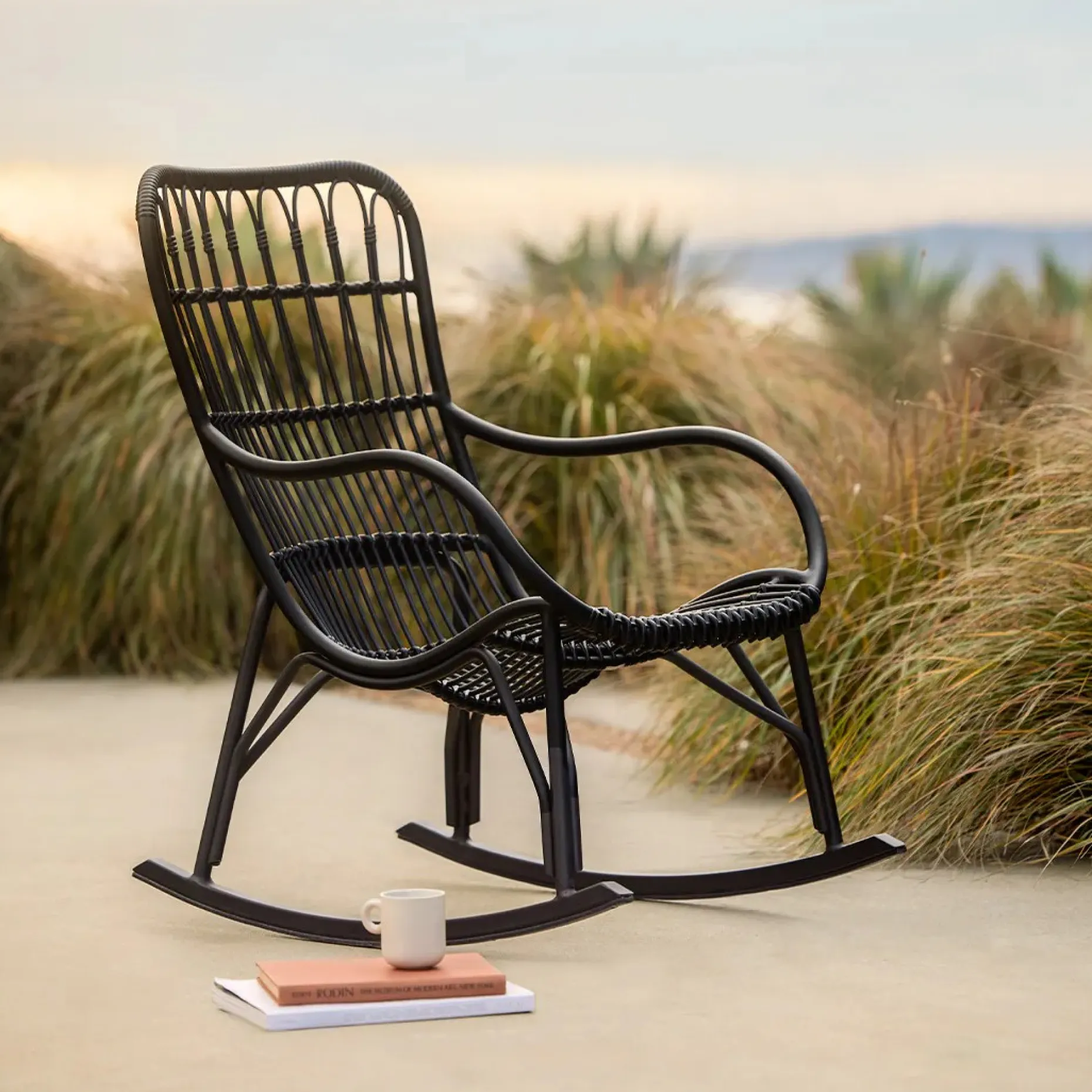 Medan 24.5" Outdoor Rocking Lounge Chair - Graphite