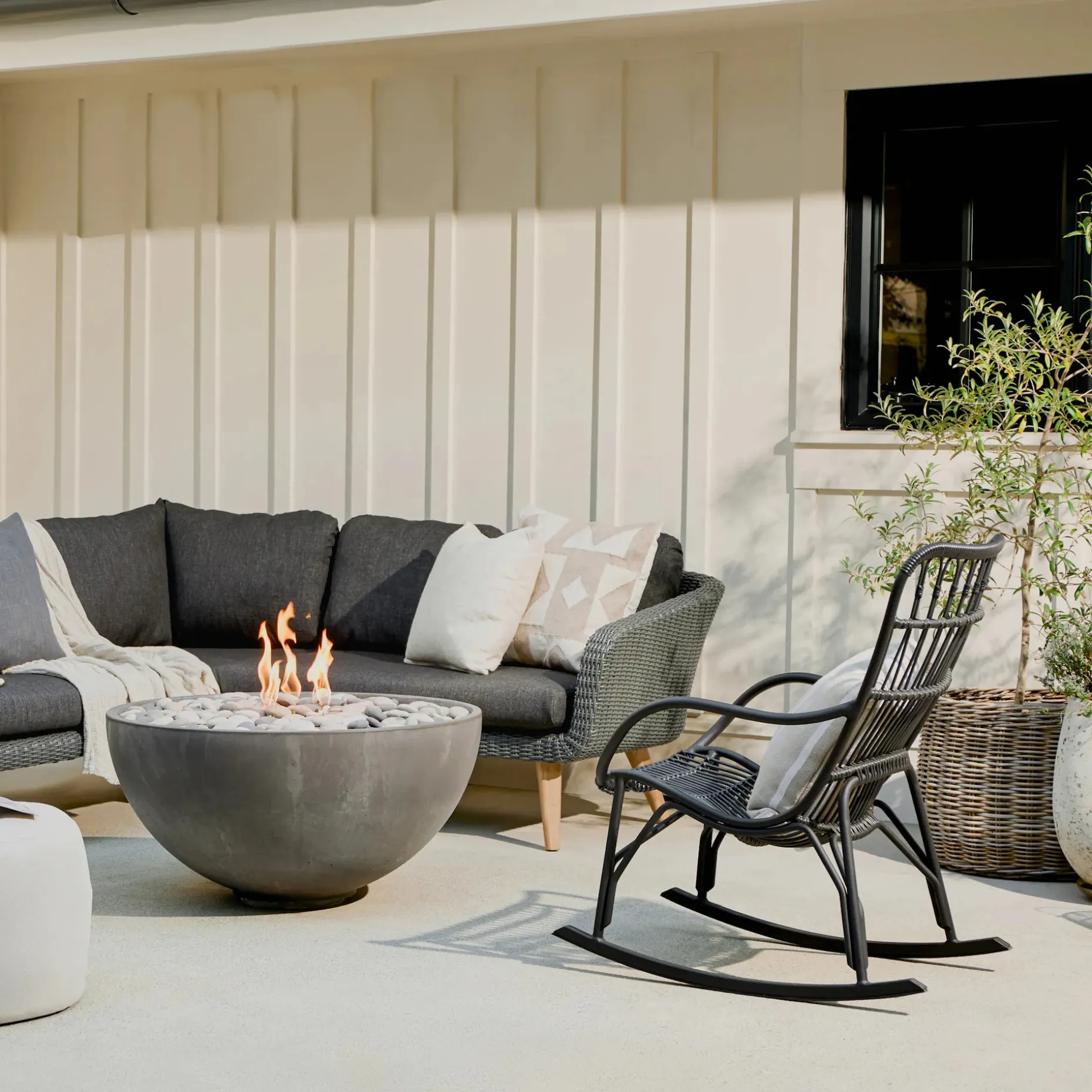 Medan 24.5" Outdoor Rocking Lounge Chair - Graphite