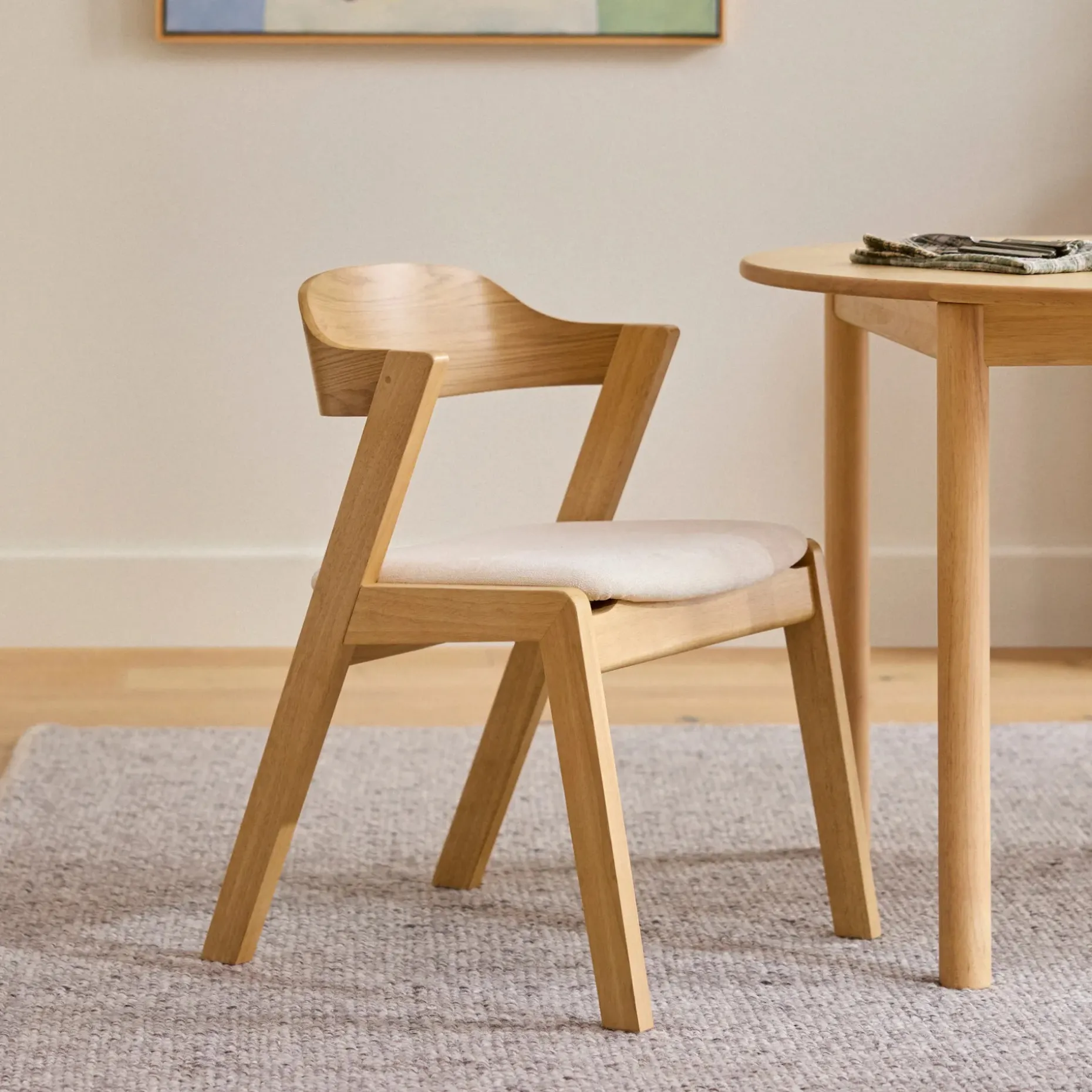 Meja Dining Chair - Oak and Bristol Ivory