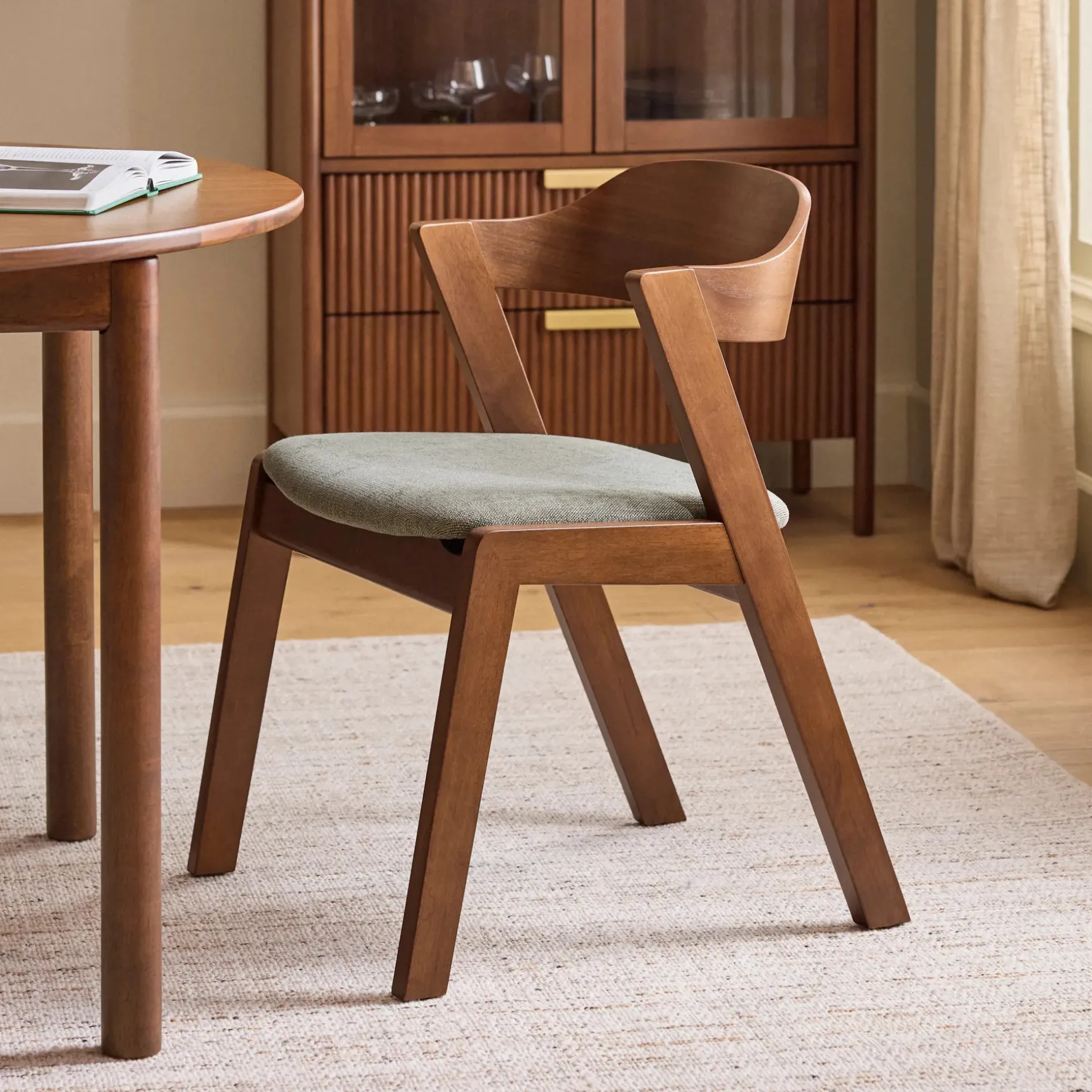 Meja Dining Chair - Walnut and Algonquin Green