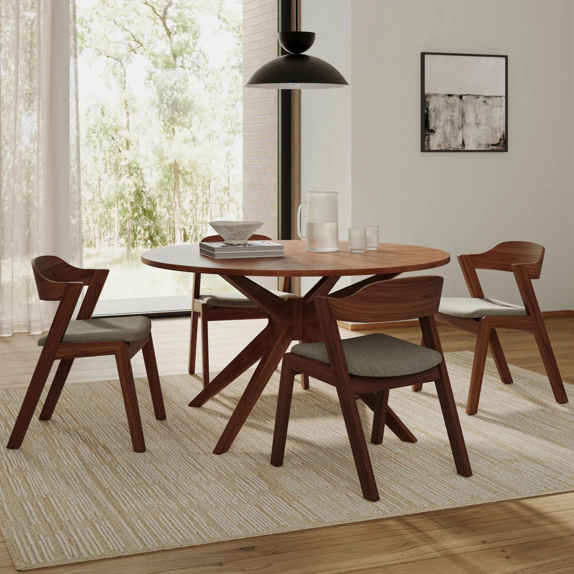 Meja Dining Chair - Walnut and Algonquin Green