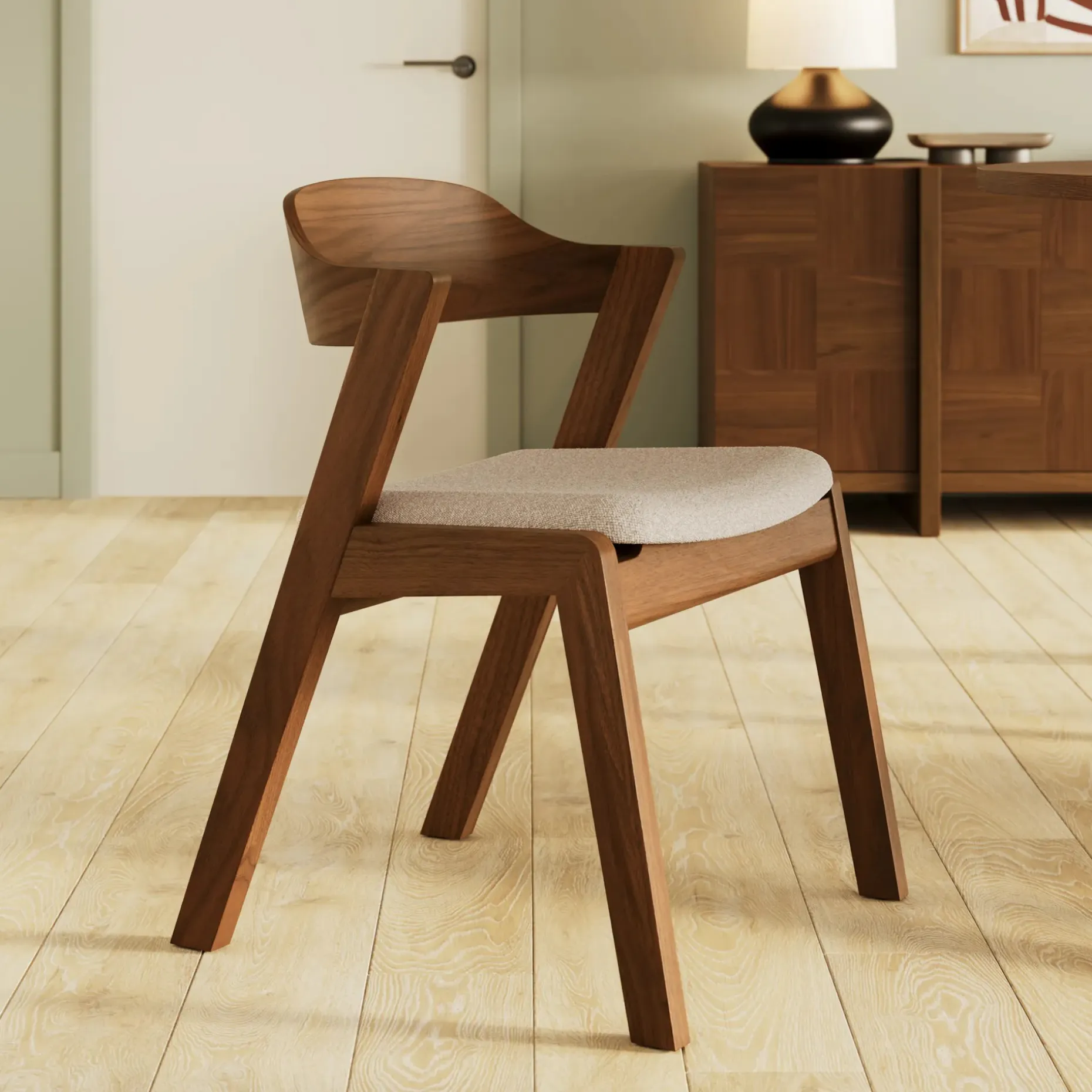 Meja Dining Chair - Walnut and Ratine Buff