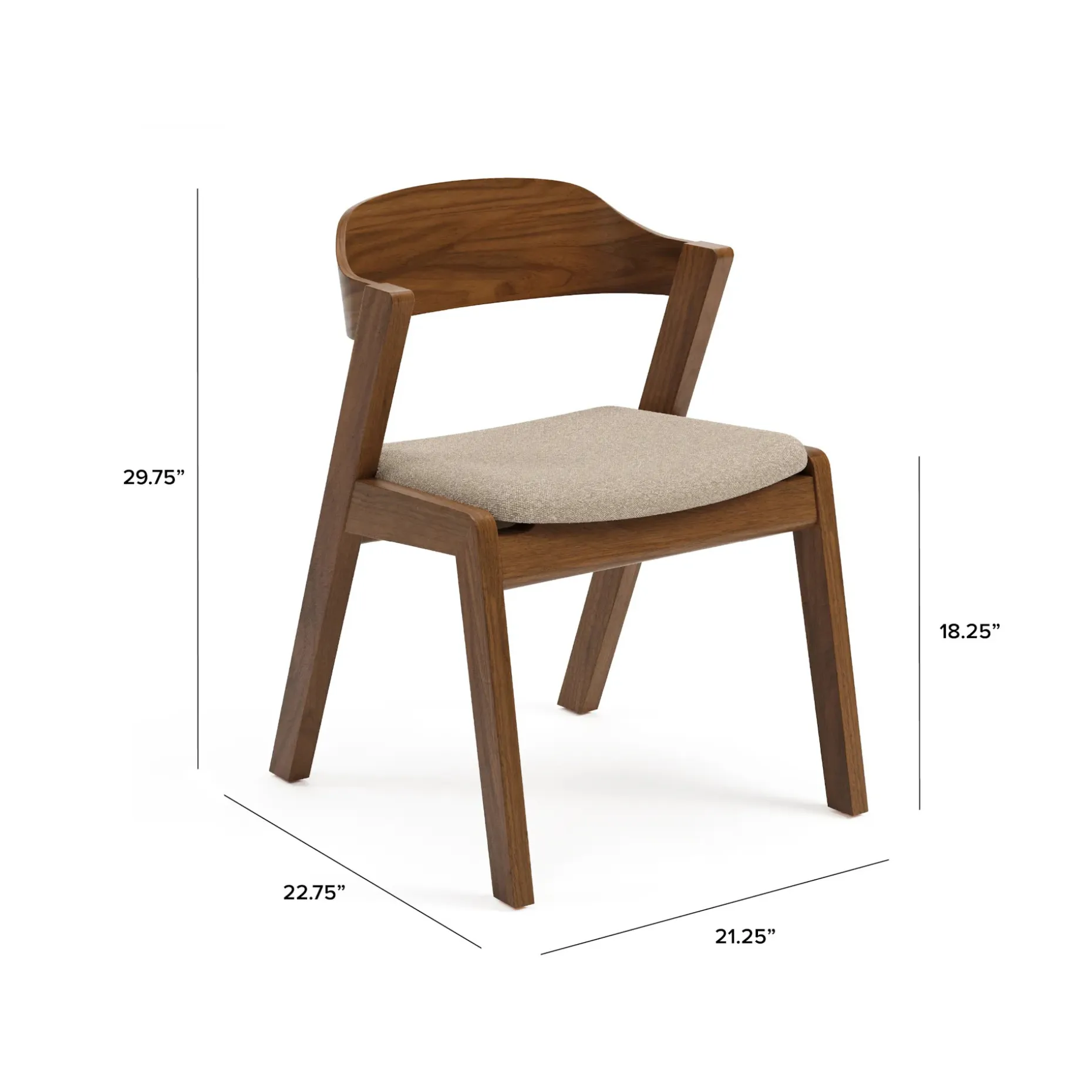 Meja Dining Chair - Walnut and Ratine Buff