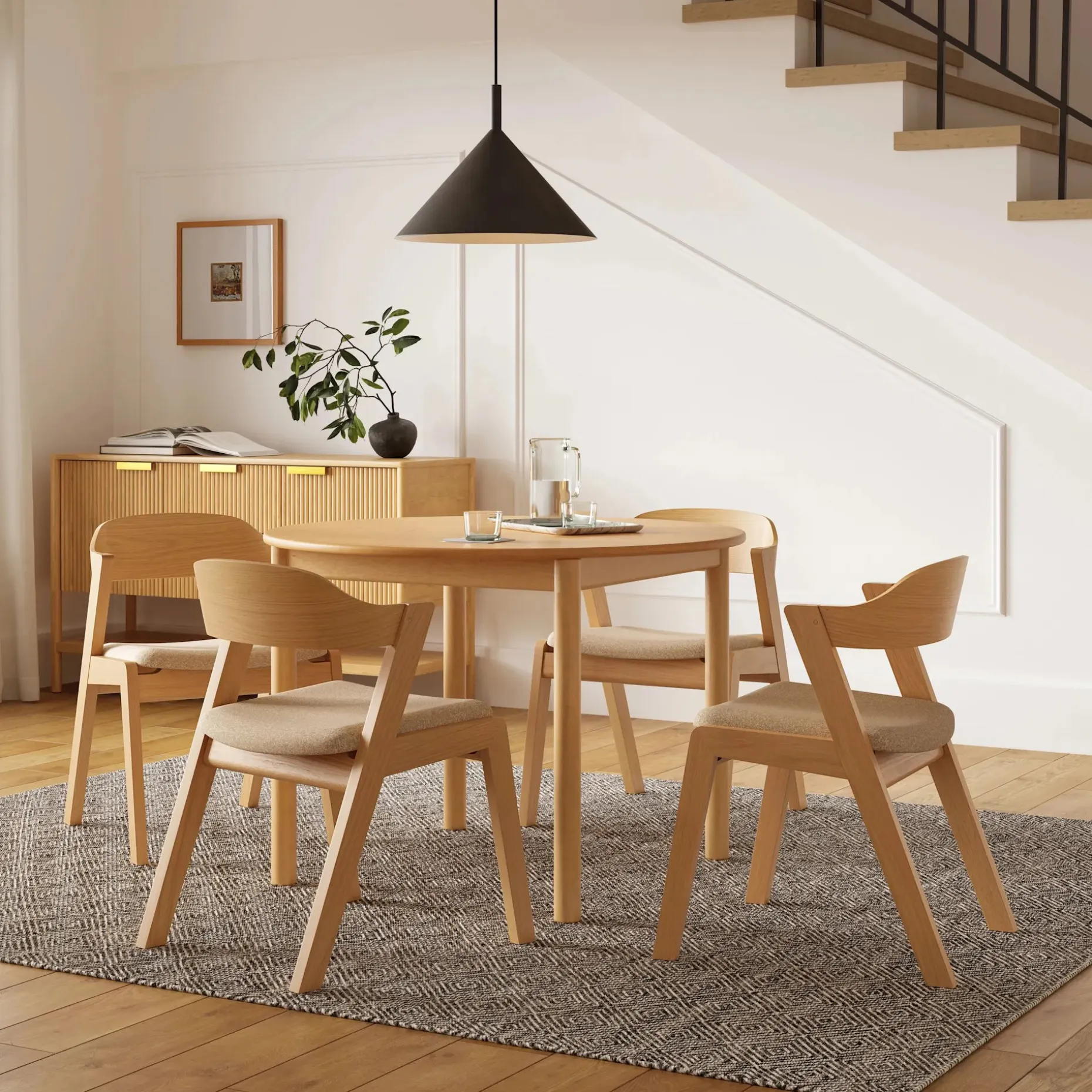 Meja Dining Chair - White Oak and Ratine Buff