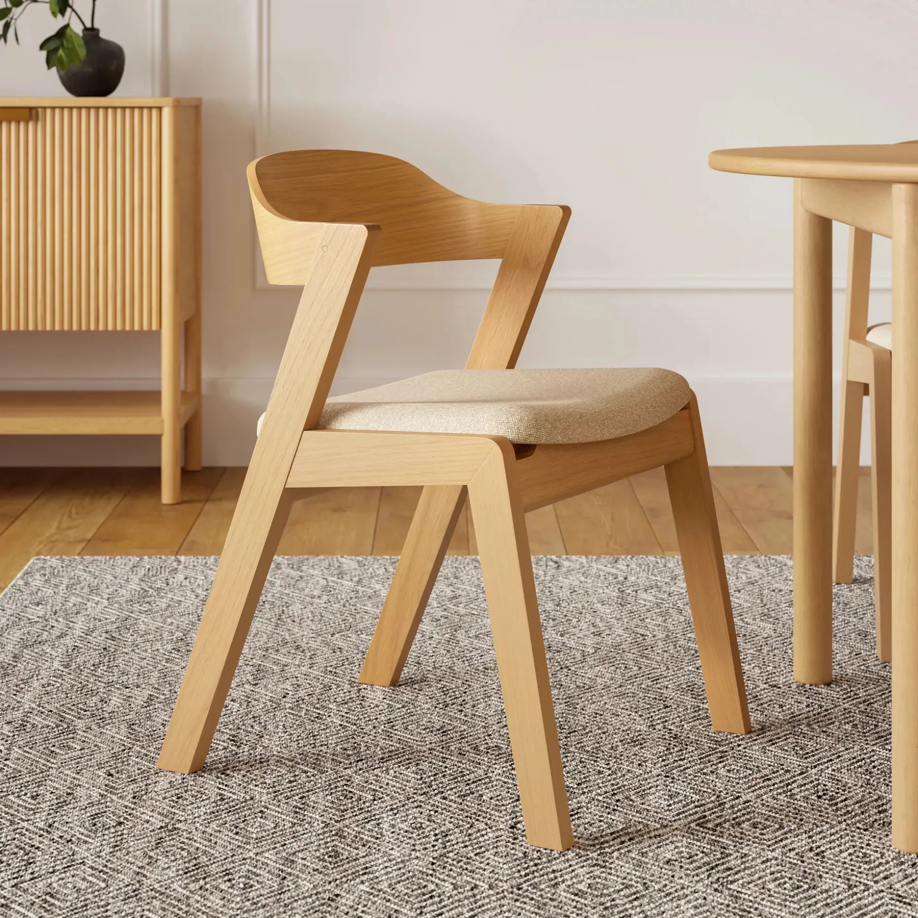Meja Dining Chair - White Oak and Ratine Buff