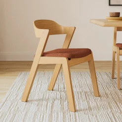 Meja Dining Chair - White Oak and Hestia Caramel