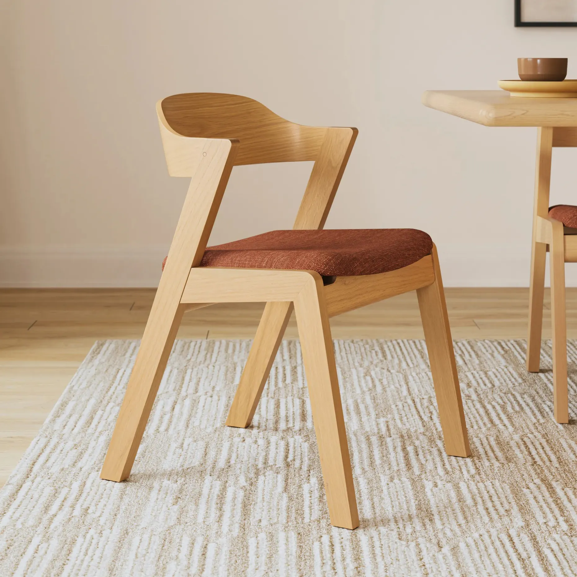 Meja Dining Chair - White Oak and Hestia Caramel