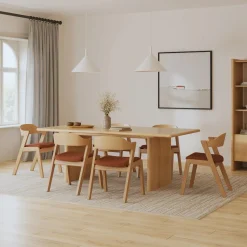Meja Dining Chair - White Oak and Hestia Caramel