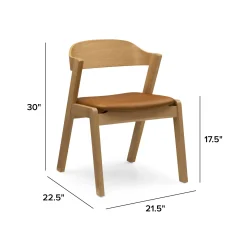 Meja Leather Dining Chair - Oak and Taos Tan