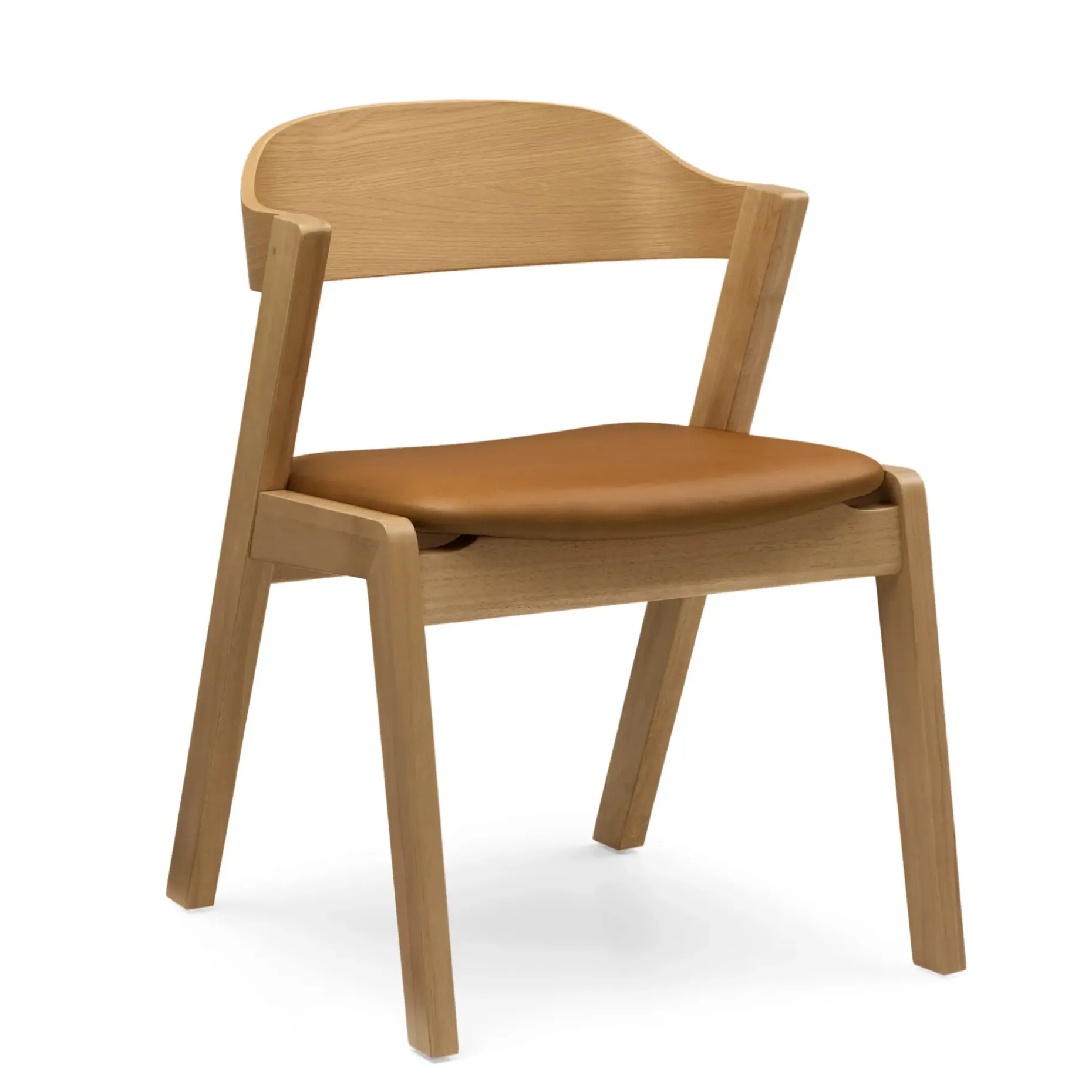 Meja Leather Dining Chair - Oak and Taos Tan
