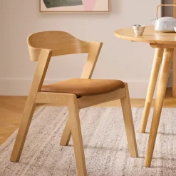 Meja Leather Dining Chair - Oak and Taos Tan