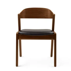 Meja Leather Dining Chair - Walnut and Oxford Black