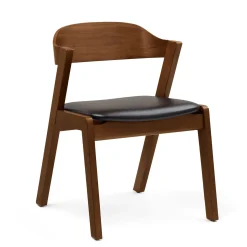 Meja Leather Dining Chair - Walnut and Oxford Black