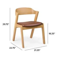 Meja Leather Dining Chair - White Oak and Taos Brown