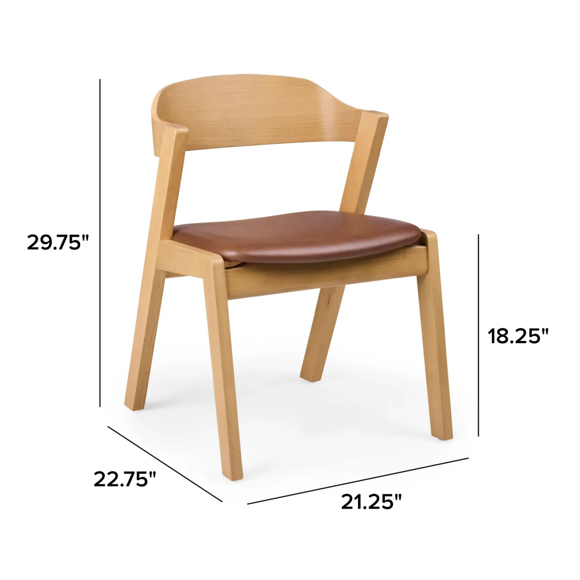 Meja Leather Dining Chair - White Oak and Taos Brown
