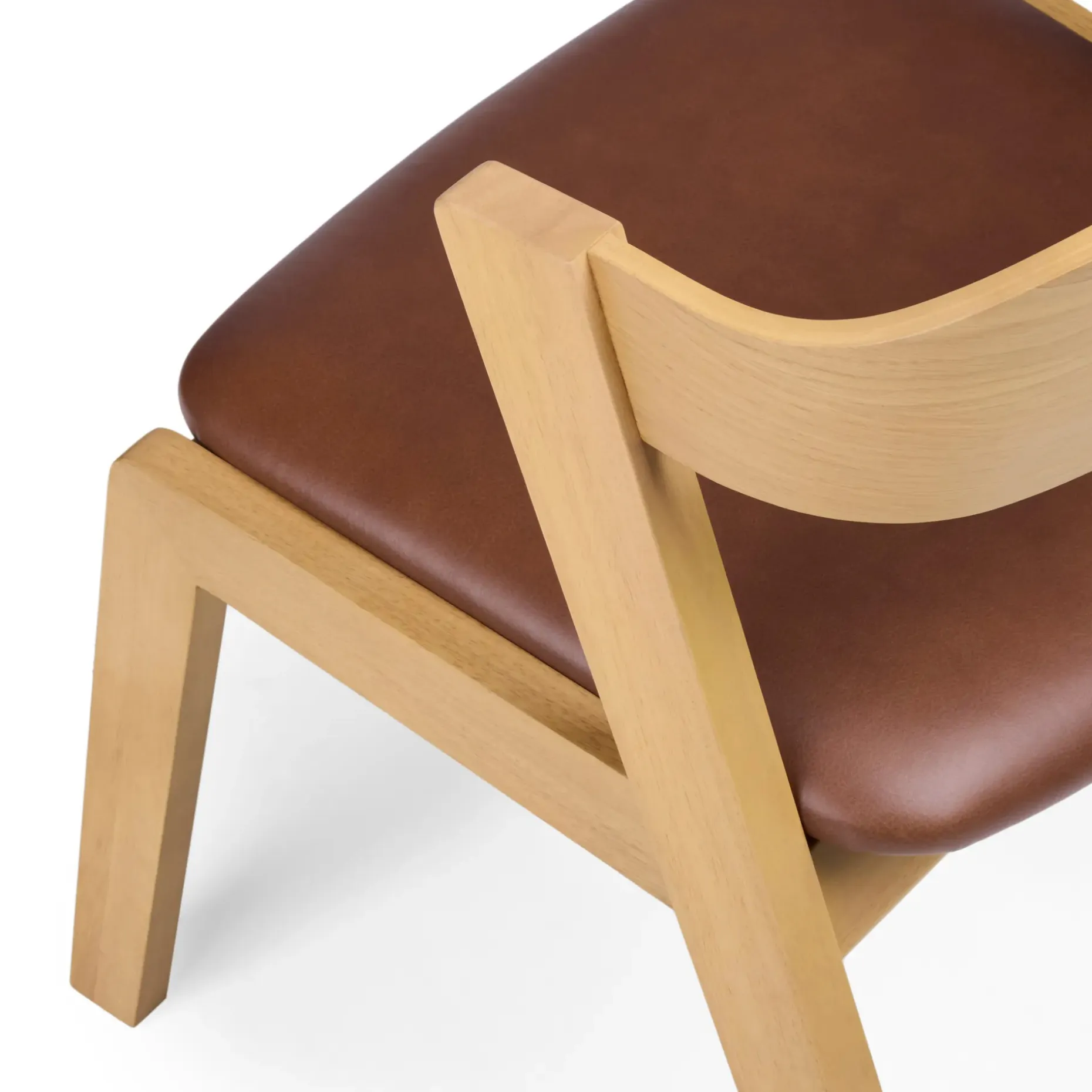 Meja Leather Dining Chair - White Oak and Taos Brown