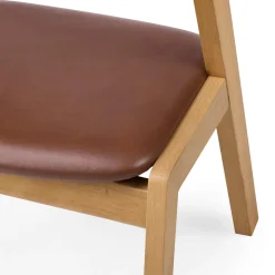 Meja Leather Dining Chair - White Oak and Taos Brown