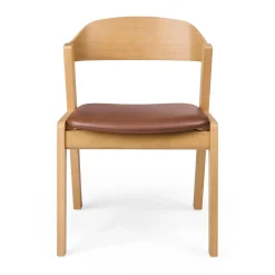 Meja Leather Dining Chair - White Oak and Taos Brown