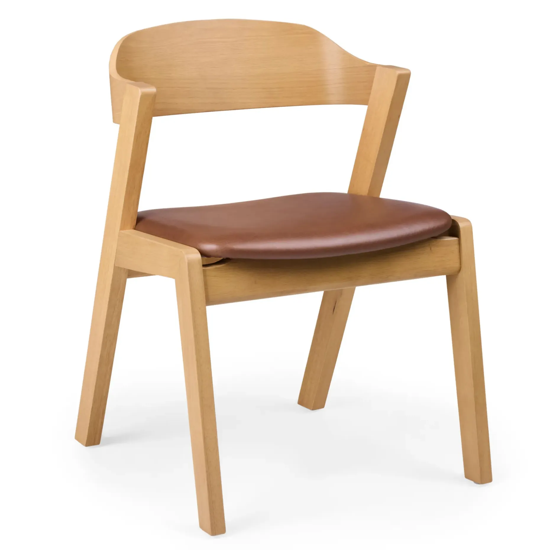 Meja Leather Dining Chair - White Oak and Taos Brown