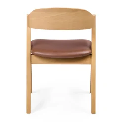 Meja Leather Dining Chair - White Oak and Taos Brown