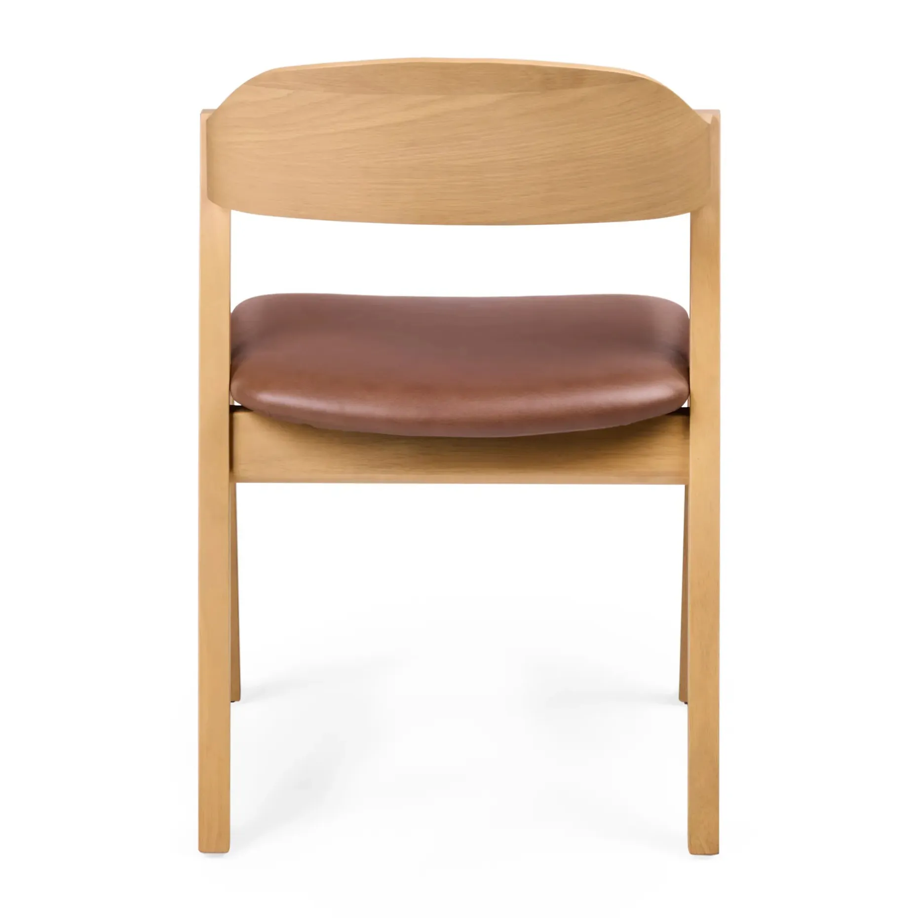 Meja Leather Dining Chair - White Oak and Taos Brown
