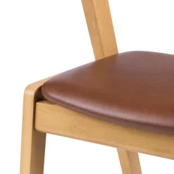 Meja Leather Dining Chair - White Oak and Taos Brown