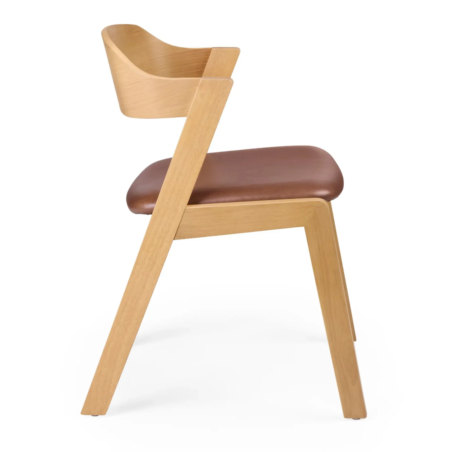 Meja Leather Dining Chair - White Oak and Taos Brown