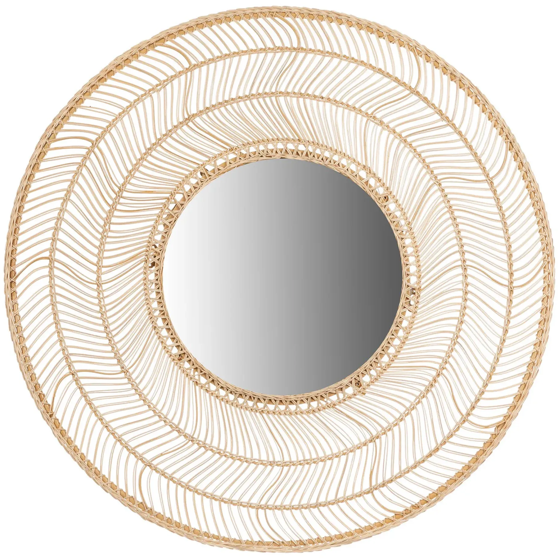 Meron Round Wall Mirror - Natural