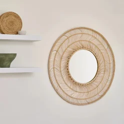 Meron Round Wall Mirror - Natural