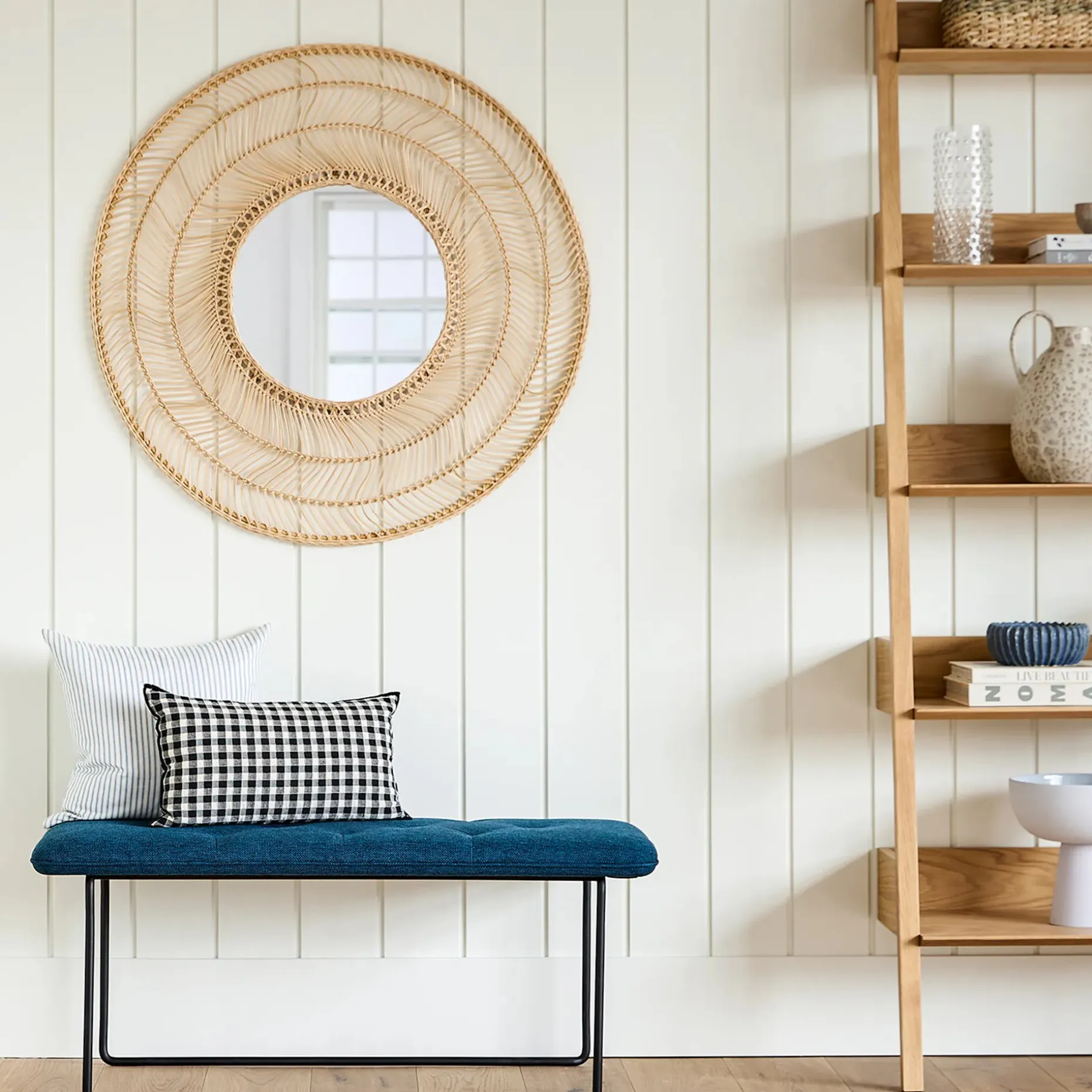 Meron Round Wall Mirror - Natural