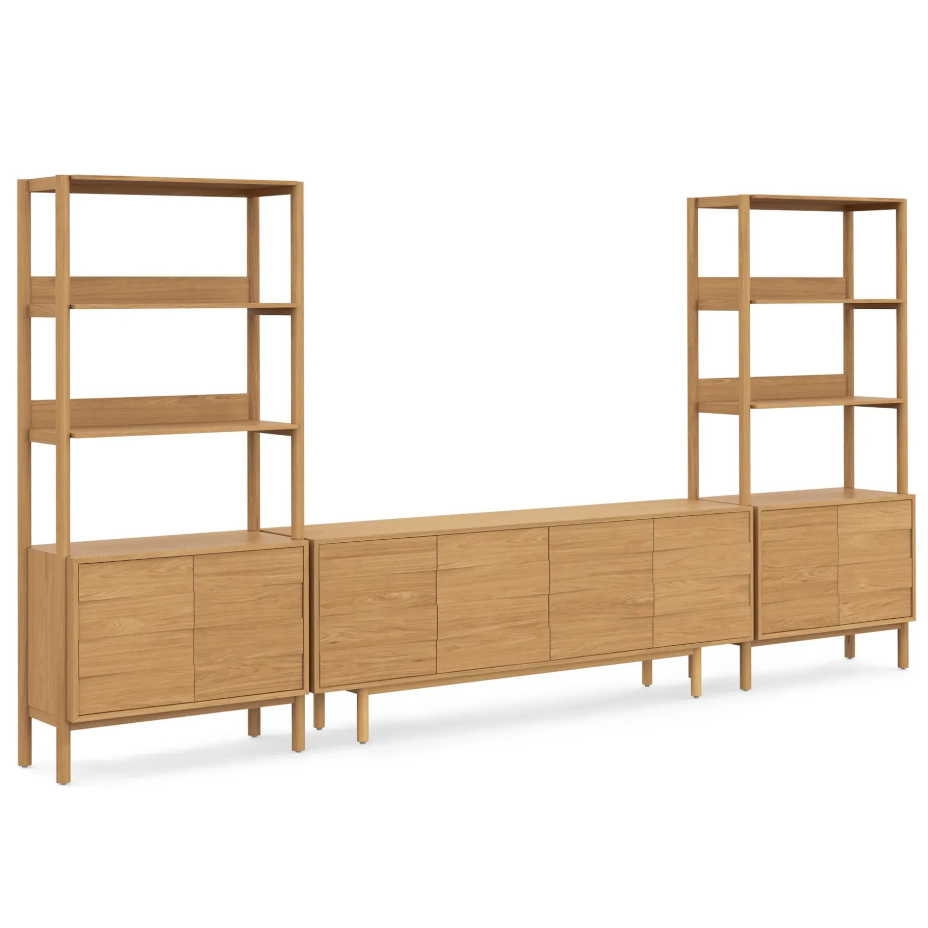 Merto 138" Media Storage Set - Natural Oak