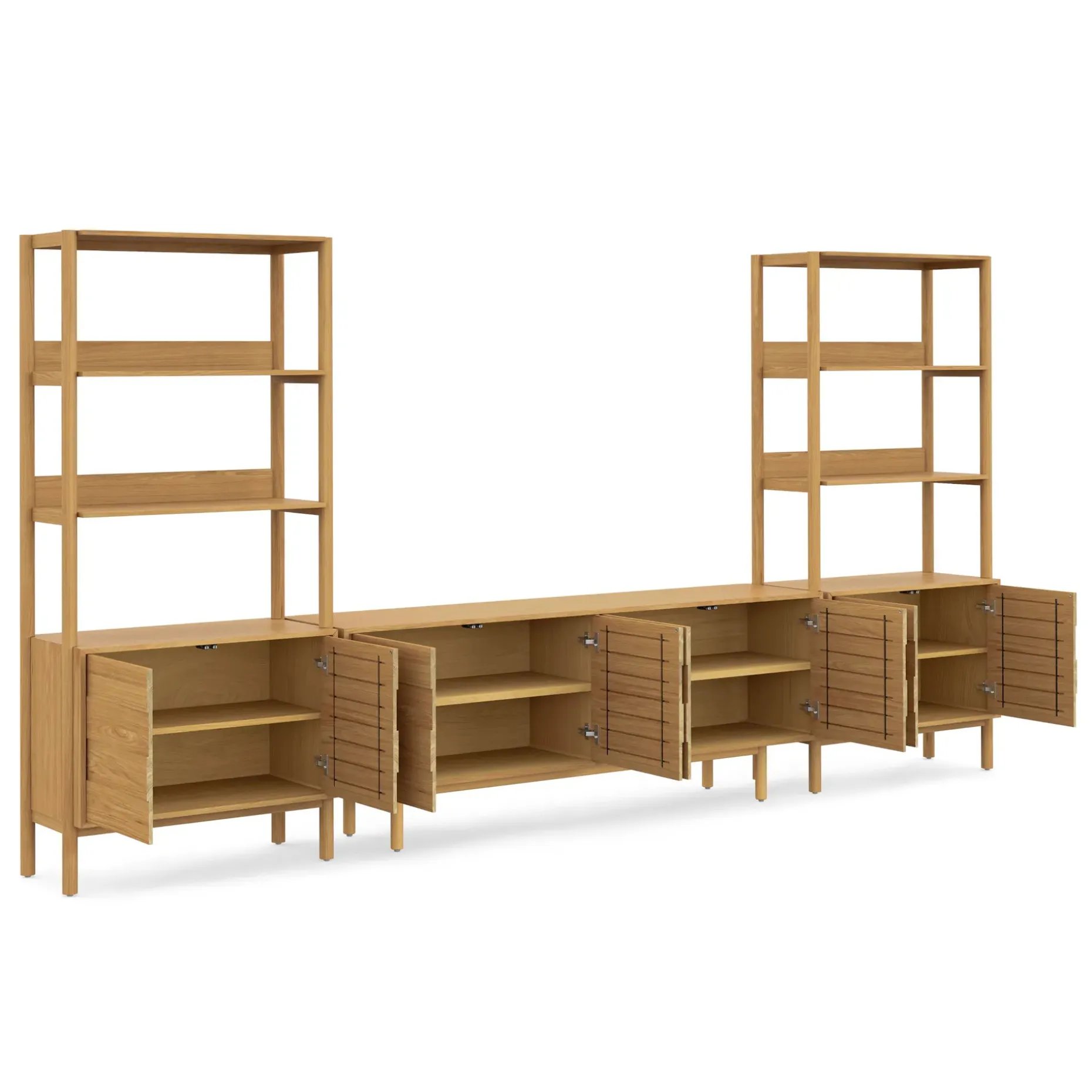 Merto 138" Media Storage Set - Natural Oak