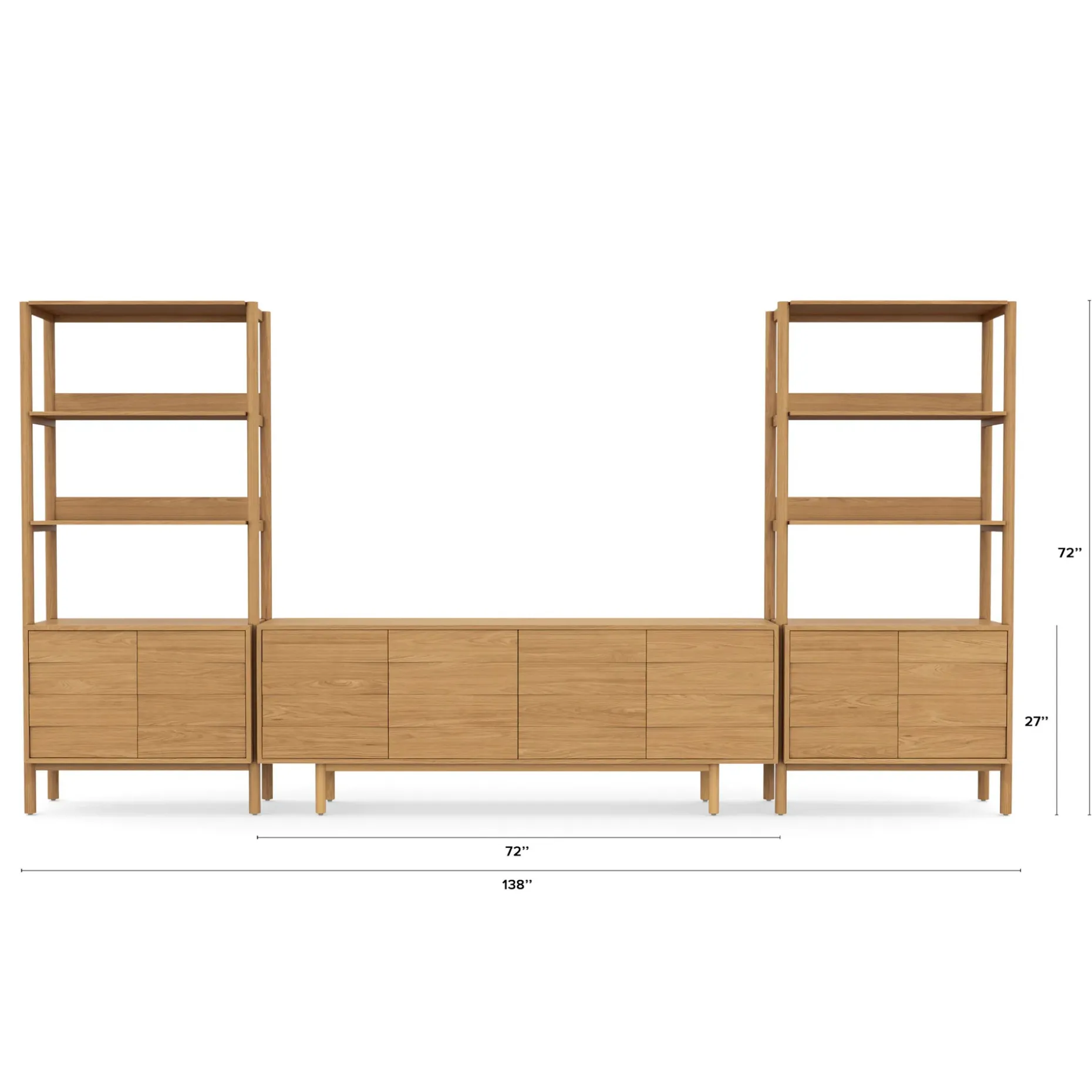 Merto 138" Media Storage Set - Natural Oak
