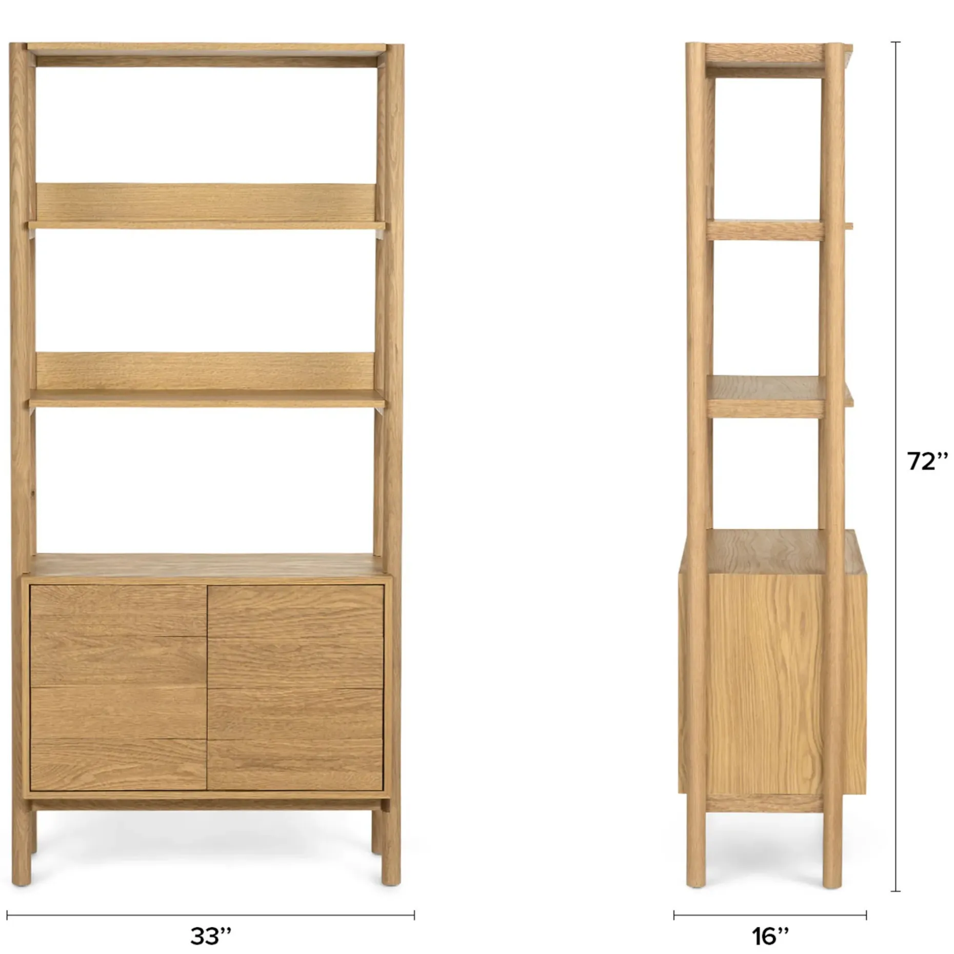Merto 33" Shelving Unit with Storage - Natural Oak