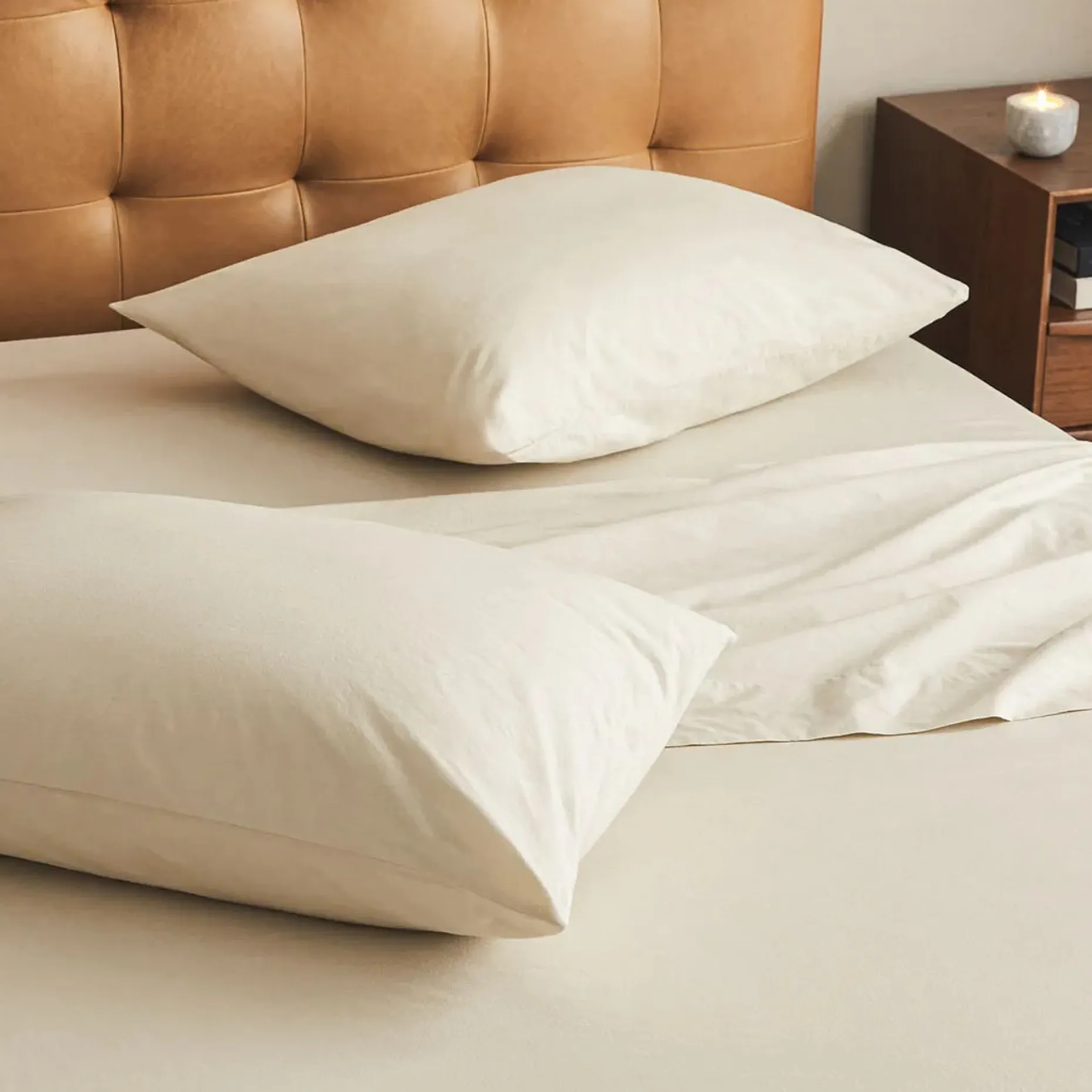 Meso King Brushed Cotton Sheet Set - Light Taupe