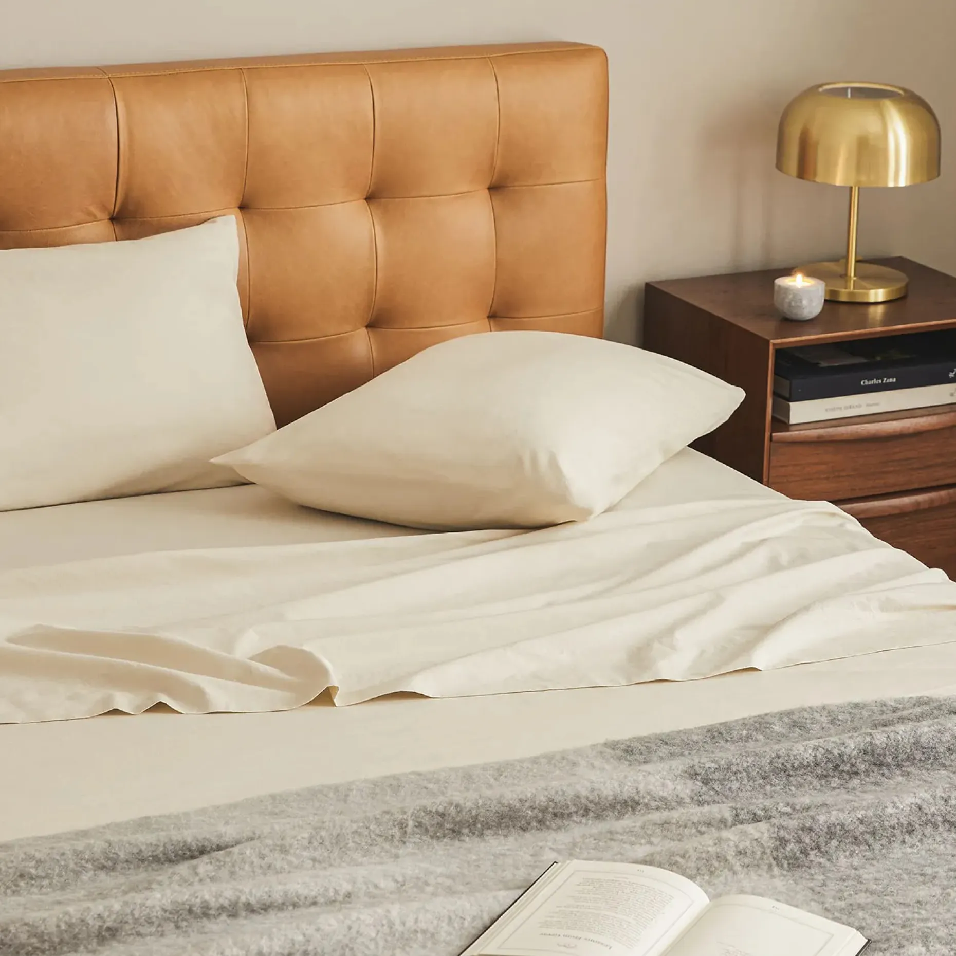 Meso King Brushed Cotton Sheet Set - Light Taupe